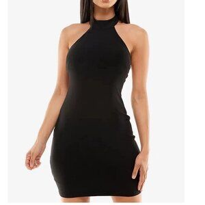 B. Darlin Juniors Halter Sleeveless Bodycon Mini Dress, Black, Small